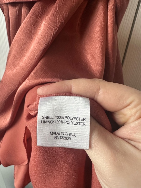 House of Harlow 1960 Copper Rust Satin Wrap Mini Dress - Picture 8 of 8